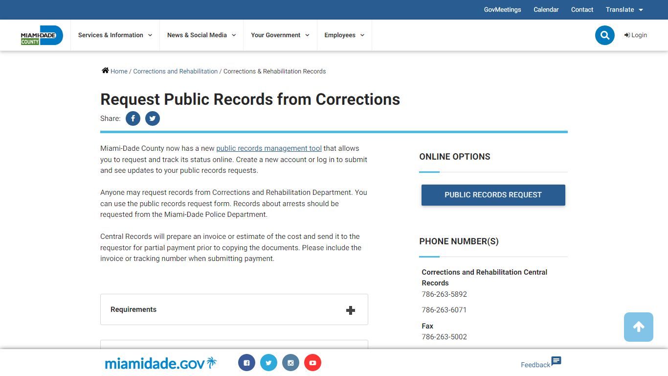 Corrections & Rehabilitation Records - Miami-Dade County